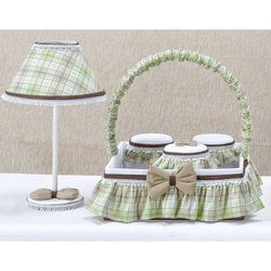 Kit Acessórios Abajur + Cesta + Jogo de Potes Xadrez Verde Kit Acessórios Abajur + Cesta + Jogo de Potes Xadrez Verde
