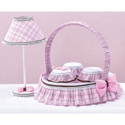 Kit Acessórios Abajur + Cesta + Jogo de Potes Florista Xadrez Rosa Kit Acessórios Abajur + Cesta + Jogo de Potes Florista Xadrez Rosa