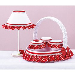 Kit Acessórios Abajur + Cesta + Jogo de Potes Joaninha Poá Vermelho Kit Acessórios Abajur + Cesta + Jogo de Potes Joaninha Poá Vermelho