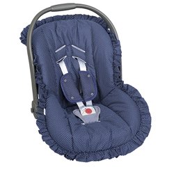 Capa Bebê Conforto Poá Marinho 3 Peças Capa Bebê Conforto Poá Marinho 3 Peças