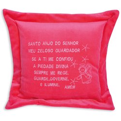 Almofada Bordada Enfeite Decorativo Oração Santo Anjo Vermelho Almofada Bordada Enfeite Decorativo Oração Santo Anjo Vermelho