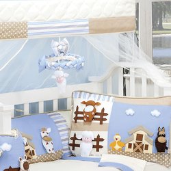 Móbile Fazendinha Azul Enxoval Quarto de Bebê Menino Bichinho Móbile Fazendinha Azul Enxoval Quarto de Bebê Menino Bichinho