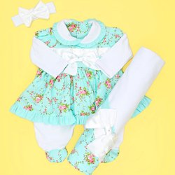 Saída de Maternidade Boneca Verde Água 3 Peças Saída de Maternidade Boneca Verde Água 3 Peças