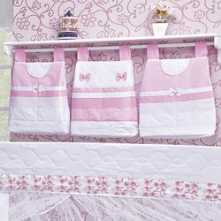 Porta Fraldas Varão Cindy Branco - Rosa 3 Peças Porta Fraldas Varão Cindy Branco - Rosa 3 Peças