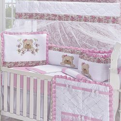 Kit de Berço Americano Belinha Rosa 9 Peças 100% Algodão Kit de Berço Americano Belinha Rosa 9 Peças 100% Algodão