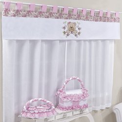 Cortina Para Quarto de Bebê Belinha Rosa 3 Peças 2,00M Cortina Para Quarto de Bebê Belinha Rosa 3 Peças 2,00M
