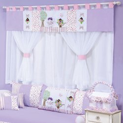 Cortina Quarto Enxoval Bebê Menina Gabi 2,00M Branco-Lilás Cortina Quarto Enxoval Bebê Menina Gabi 2,00M Branco-Lilás