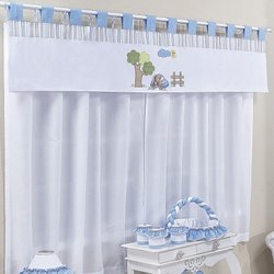 Cortina Para Quarto de Bebê Boby Azul 3 Peças 2,00M Cortina Para Quarto de Bebê Boby Azul 3 Peças 2,00M