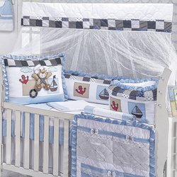 Kit de Berço Americano Urso Popi Azul 9 Peças 100% Algodão Kit de Berço Americano Urso Popi Azul 9 Peças 100% Algodão