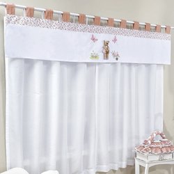 Cortina Para Quarto de Bebê Dengosa Salmão 3 Peças 2,00M Cortina Para Quarto de Bebê Dengosa Salmão 3 Peças 2,00M