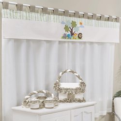Cortina Quarto de Bebê Esconde Esconde Bege 3 Peças Cortina Quarto de Bebê Esconde Esconde Bege 3 Peças
