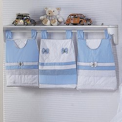 Porta Fraldas Varão Boby Branco - Azul 3 Peças Porta Fraldas Varão Boby Branco - Azul 3 Peças
