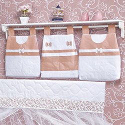 Porta Fraldas Varão Dengosa Branco - Salmão 3 Peças Porta Fraldas Varão Dengosa Branco - Salmão 3 Peças