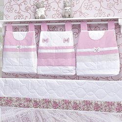 Porta Fraldas Varão Belinha Branco - Rosa 3 Peças Porta Fraldas Varão Belinha Branco - Rosa 3 Peças