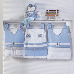 Porta Fraldas Varão Pepeu Branco - Azul 3 Peças Porta Fraldas Varão Pepeu Branco - Azul 3 Peças