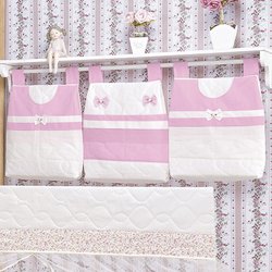Porta Fraldas Varão Lola Palha - Rosa 3 Peças Porta Fraldas Varão Lola Palha - Rosa 3 Peças