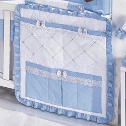 Porta Objeto Para Berço Baseboll Branco - Azul Porta Objeto Para Berço Baseboll Branco - Azul