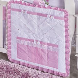 Porta Objeto Para Berço Belinha Branco - Rosa Porta Objeto Para Berço Belinha Branco - Rosa