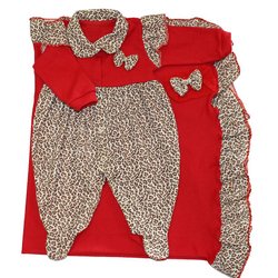 Saída de Maternidade Oncinha Básica Vermelho 3 Peças Saída de Maternidade Oncinha Básica Vermelho 3 Peças
