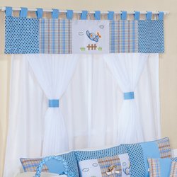 Cortina Quarto Enxoval Bebê Menino Mauricinho 2,00M Branco-Azul Cortina Quarto Enxoval Bebê Menino Mauricinho 2,00M Branco-Azul