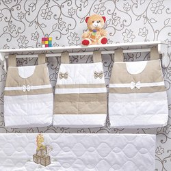 Porta Fraldas Varão Dadinhos Branco - Bege 3 Peças Porta Fraldas Varão Dadinhos Branco - Bege 3 Peças