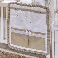 Porta Objeto Para Berço Dadinhos Branco - Bege Porta Objeto Para Berço Dadinhos Branco - Bege