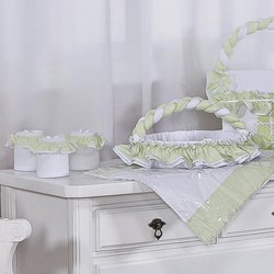 Cesta Decorada Natureza Branco - Verde Cesta Decorada Natureza Branco - Verde
