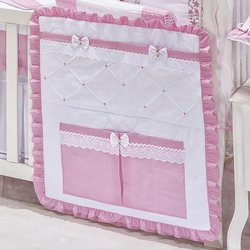 Porta Objeto Para Berço Garden Branco - Rosa Porta Objeto Para Berço Garden Branco - Rosa