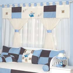 Cortina Quarto Bebê Menino Urso Musical 2,00M Cortina Quarto Bebê Menino Urso Musical 2,00M
