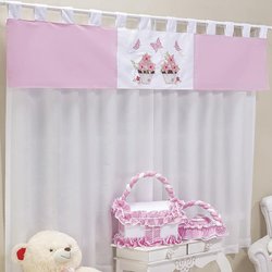 Cortina Quarto de Bebê Garden Rosa 3 Peças Cortina Quarto de Bebê Garden Rosa 3 Peças