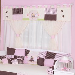 Cortina Bebê Menina Ursa Florista Varão Duplo 2,00M Palha/Rosa Cortina Bebê Menina Ursa Florista Varão Duplo 2,00M Palha/Rosa