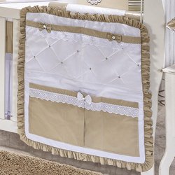 Porta Objeto Para Berço Ursinho Alfi Branco - Bege Porta Objeto Para Berço Ursinho Alfi Branco - Bege