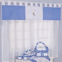Cortina Quarto de Bebê Family Azul 3 Peças Cortina Quarto de Bebê Family Azul 3 Peças