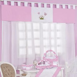 Cortina Quarto de Bebê Alícia Rosa 3 Peças Cortina Quarto de Bebê Alícia Rosa 3 Peças