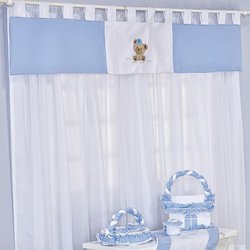 Cortina Para Quarto de Bebê Fred Azul 3 Peças 2,00M Cortina Para Quarto de Bebê Fred Azul 3 Peças 2,00M