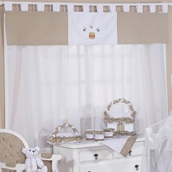 Cortina Quarto de Bebê Ursinho Pufi Bege 3 Peças Cortina Quarto de Bebê Ursinho Pufi Bege 3 Peças