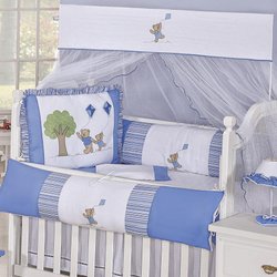 Kit Berço Family Azul 9 Peças 100% Algodão Kit Berço Family Azul 9 Peças 100% Algodão