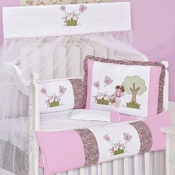 Kit Berço Alícia Rosa 100% Algodão 9 Peças Kit Berço Alícia Rosa 100% Algodão 9 Peças