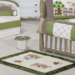 Tapete Pelúcia Antiderrapante Família Urso Verde Tapete Pelúcia Antiderrapante Família Urso Verde