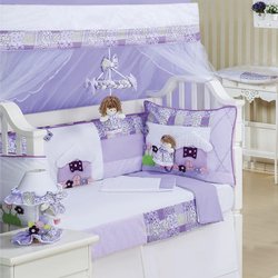 Kit Berço Menina Melissa 9 Peças Americano Branco/Lilás Kit Berço Menina Melissa 9 Peças Americano Branco/Lilás