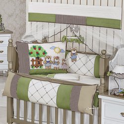Kit Berço Família Urso Verde 9 Peças Kit Berço Família Urso Verde 9 Peças