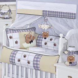 Kit de Berço Americano Urso Nino Bege 9 Peças Kit de Berço Americano Urso Nino Bege 9 Peças