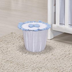 Lixeira Para Quarto de Bebê Ursinhos Atletas Branco - Azul Lixeira Para Quarto de Bebê Ursinhos Atletas Branco - Azul