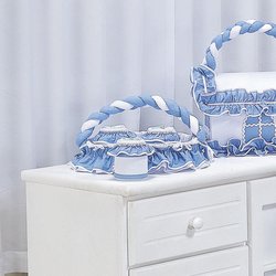 Jogo de Potes Ursinhos Atletas Branco - Azul 3 Peças Jogo de Potes Ursinhos Atletas Branco - Azul 3 Peças