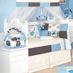 Kit Berço Menino Urso Musical 9 Peças Americano Palha/Azul Kit Berço Menino Urso Musical 9 Peças Americano Palha/Azul