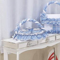 Cesta Decorada Menino Pipa Branco - Azul Cesta Decorada Menino Pipa Branco - Azul