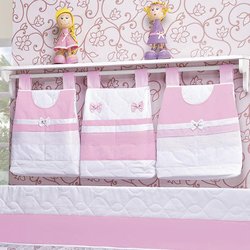 Porta Fraldas Varão Tati Branco - Rosa 3 Peças Porta Fraldas Varão Tati Branco - Rosa 3 Peças