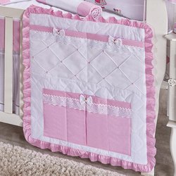 Porta Objeto Para Berço Tati Branco - Rosa Porta Objeto Para Berço Tati Branco - Rosa