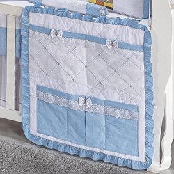 Porta Objeto Para Berço Safari Branco - Azul Porta Objeto Para Berço Safari Branco - Azul
