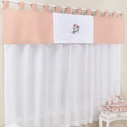 Cortina Para Quarto de Bebê Ursinha Aya Salmão 3 Peças 2,00M Cortina Para Quarto de Bebê Ursinha Aya Salmão 3 Peças 2,00M